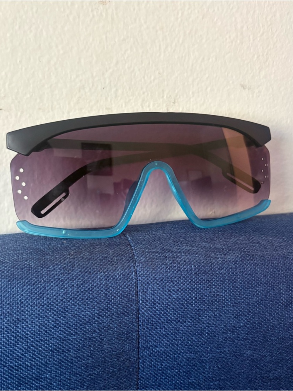 Sporty Shield Sunglasses in Black and Teal